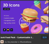 Junk Food Pack - Customizable 3D Icons.webp