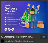 3D Character pack Delivery Courier Illustration.webp