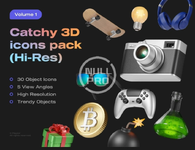 Catchy 3D icons pack Volume 1.webp