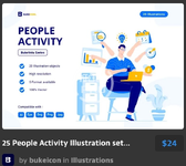 25 People Activity Illustration set - Buke Yelu Series.webp